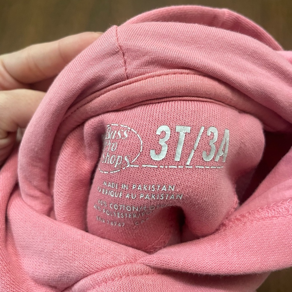 Toddler Pink Bass Pro Shops Hoodie Size 3T Girls Pullover Sweatshirt - Picture 9 of 9